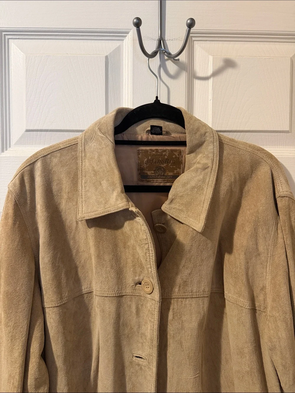 Vintage St. John's Bay Tan Suede Button-Front Jacket, Size L WELL LOVED